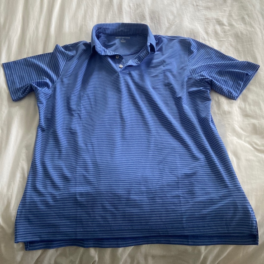 Blue striped polo